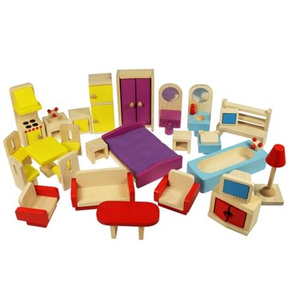 Immagine di arredo completo per casa bambole
