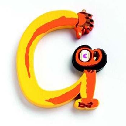 lettera G in legno Djeco scimmia – iniziali legno per nome bambini