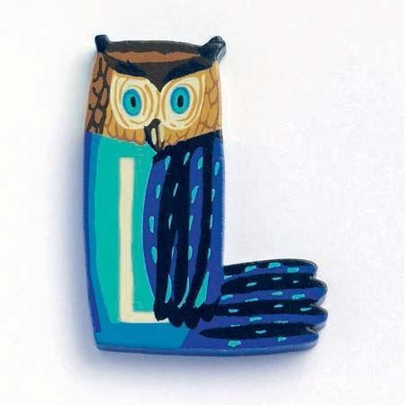 lettera L in legno Djeco gufo – iniziali nome bambini cameretta