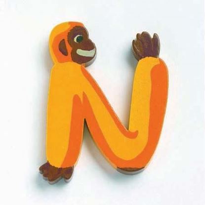 lettera N in legno Djeco scimmia – iniziali nome bambini