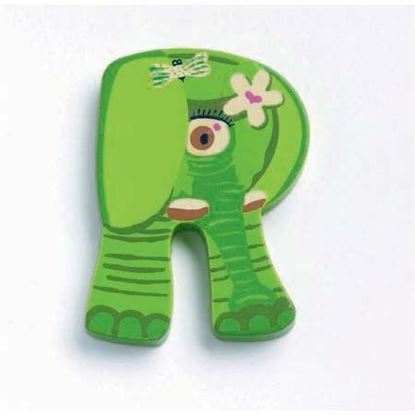 lettera R in legno Djeco elefante con fiore – idea regalo nascita