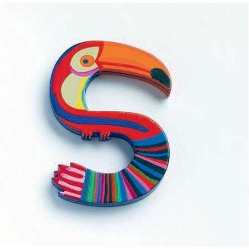 lettera S in legno Djeco tucano colorato – iniziali nome bambini