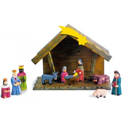 Immagine di presepe in legno artigianale