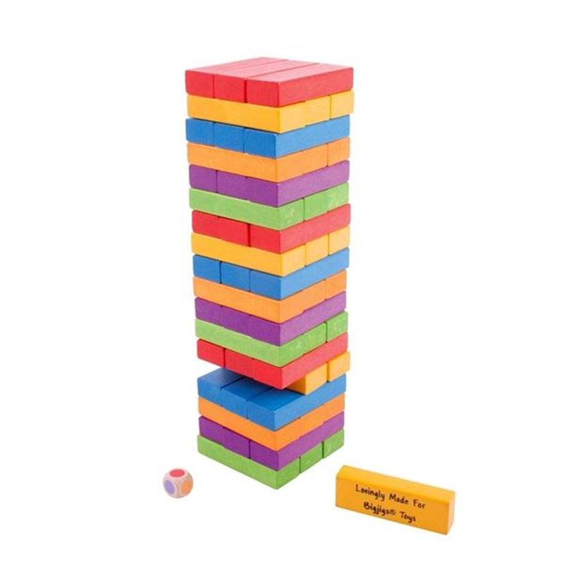 jenga colorato, giocattoli di legno