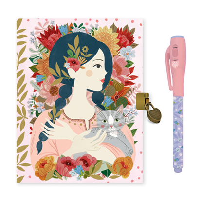 Immagine di diario con penna magica rosa