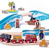 pista trenino pirati in legno Bigjigs Toys – ferrovia giocattolo con nave pirata