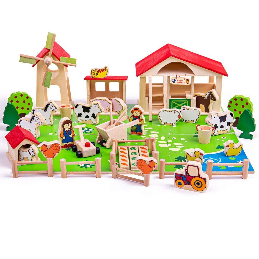 fattoria con animali, giocattoli in legno