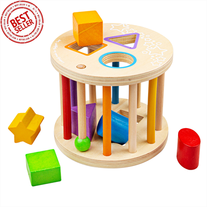 contenitore per forme in legno – gioco di incastri montessori per bambini