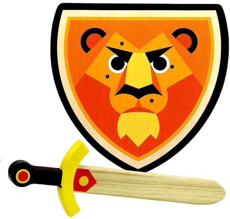 spada e scudo in legno leone
