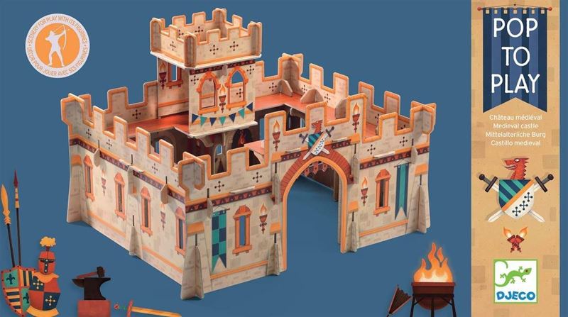 Castello Medievale Pieghevole In Legno Melissa & Doug - Giocattolo Educativo Per Bambini, Con Ponte Levatoio E Torretta