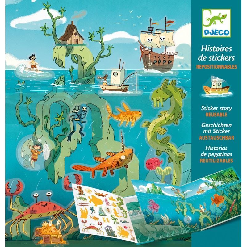 stickers riposizionabili le avventure del mare, adesivi attacca e stacca