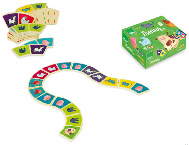 domino animali in legno