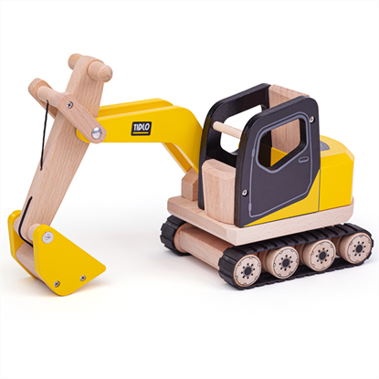 escavatrice giocattolo in legno