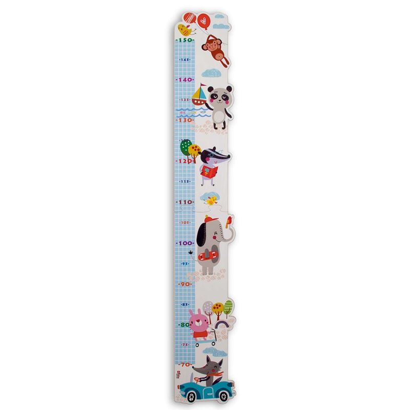 Metro della crescita in legno Animali, con illustrazioni di animali per cameretta dei bambini