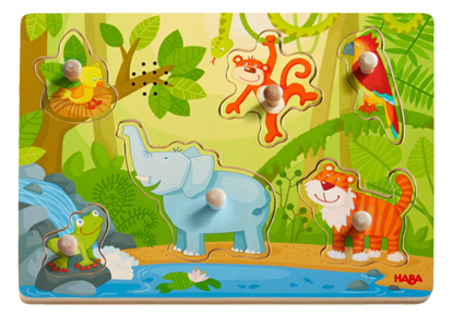 Puzzle Sonoro in legno Animali della Giungla – gioco educativo 1 anno