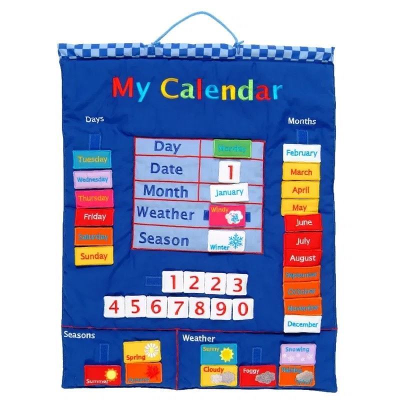 Il mio primo calendario Montessori – calendario perpetuo in stoffa in inglese 