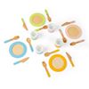 Set piatti e posate in legno per gioco di ruolo cucina bambini