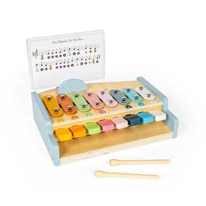 metallofono pianoforte in legno 2 in 1 per bambini con tasti colorati