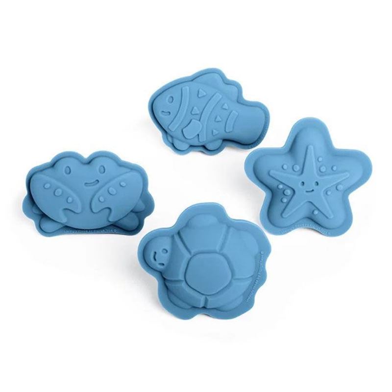 formine per sabbia per bambini in silicone azzurre – giochi mare