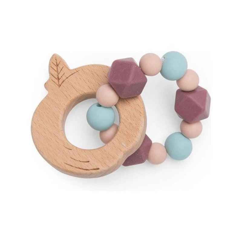 anello dentizione mela Moulin Roty – massaggiagengive in legno e silicone
