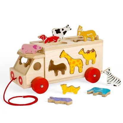 camion in legno con animali da inserire - gioco incastro 1 anno