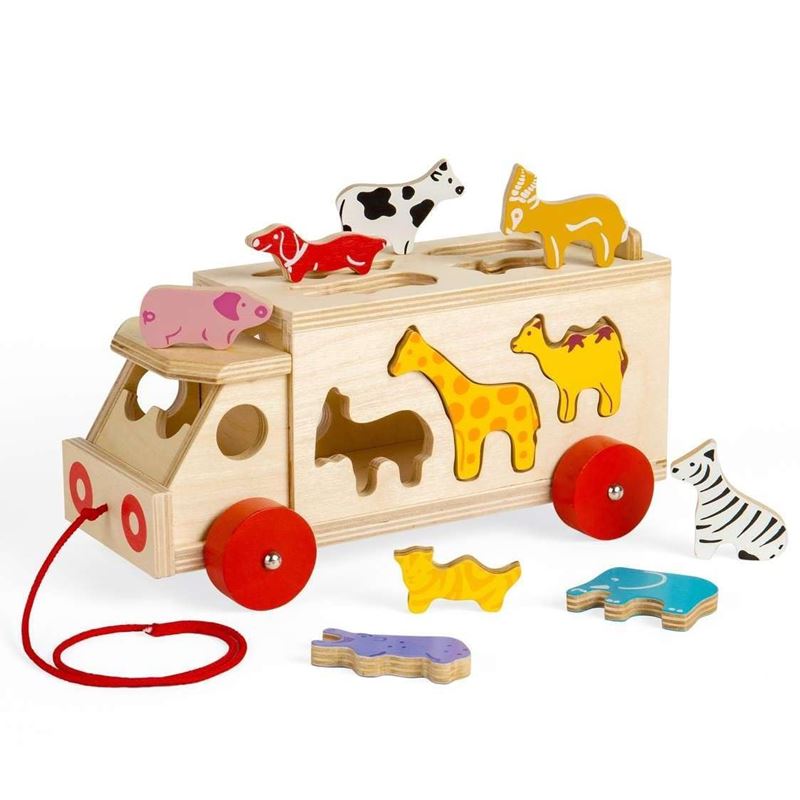 camion in legno con animali da inserire - gioco incastro 1 anno
