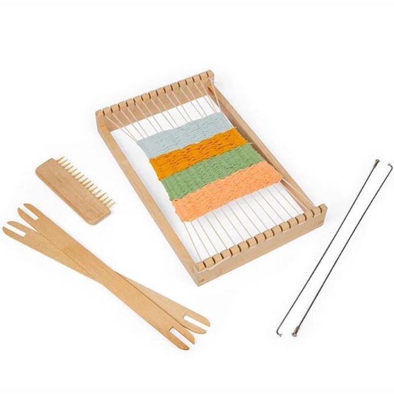 telaio per tessitura in legno per bambini con filati colorati