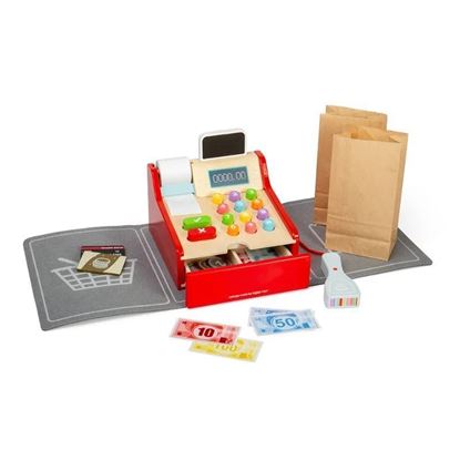 registratore di cassa giocattolo in legno - gioco del negozio per bambini 
