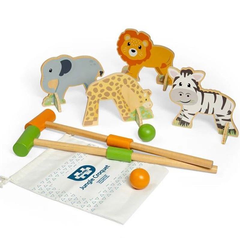 gioco croquet per bambini in legno con animali della savana Bigjigs Toys
