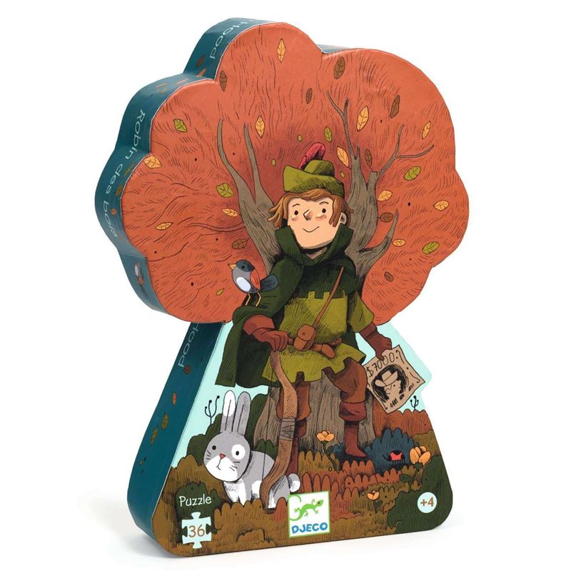 puzzle robin hood djeco 36 pezzi – puzzle silhouette per bambini dai 4 anni