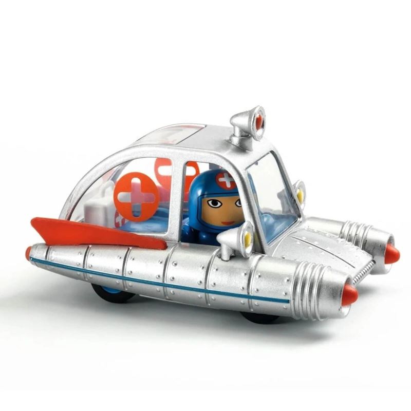 Space Ambulance Djeco Crazy Motors con carrozzeria argentata